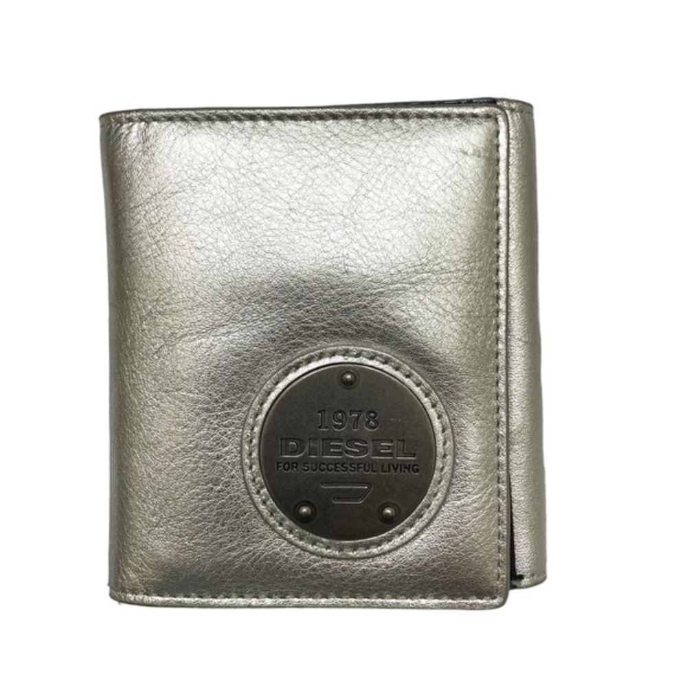 Diesel silver leather compact wallet